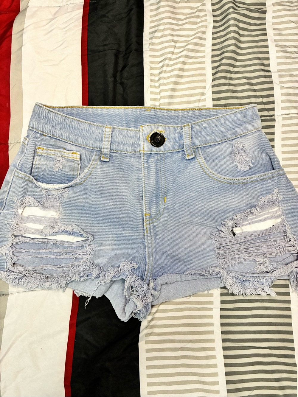 Light Blue Distressed Denim Women's Shorts
